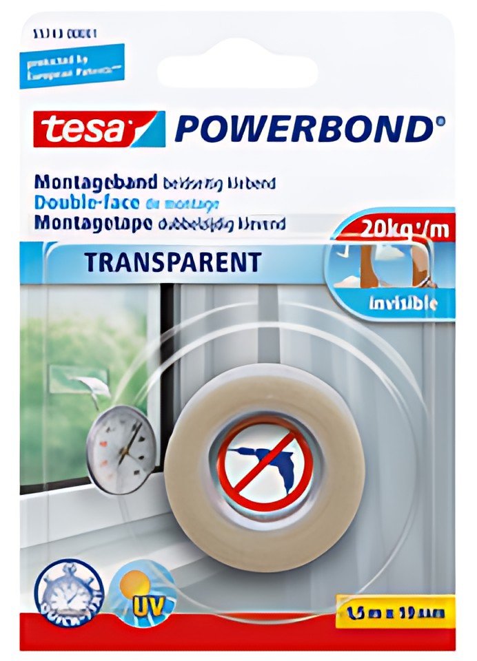 tesa Adhésif double face de montage Powerbond, transparent