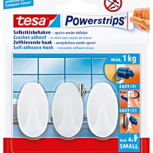 tesa Powerstrips Crochet adhésif SMALL, ovale, blanc