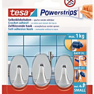 tesa Powerstrips Crochet adhésif SMALL, ovale, chromé