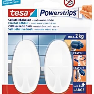 tesa Powerstrips Crochet adhésif LARGE, oval, blanc