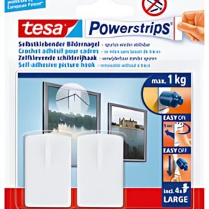 tesa Powerstrips Crochet adhésif pour cadre, blanc