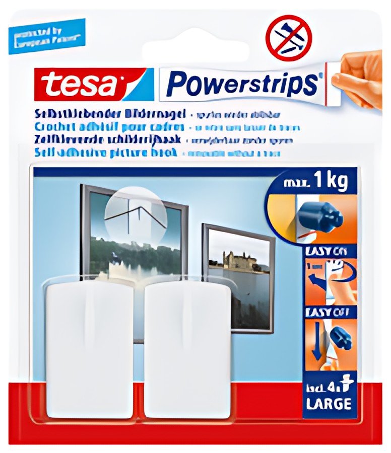 tesa Powerstrips Crochet adhésif pour cadre, blanc