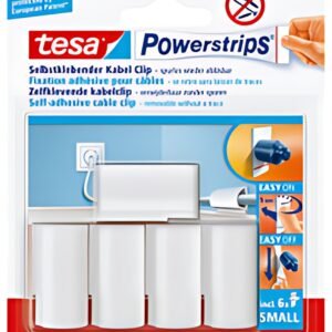 tesa Powerstrips Fixation adhésive pour câble, blanc