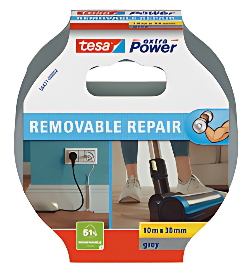 tesa Ruban adhésif toilé extra Power REMOVABLE REPAIR, gris