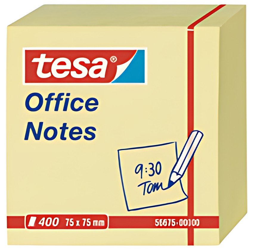 tesa Bloc cube avec notes adhésives Office Notes, 75 x 75 mm
