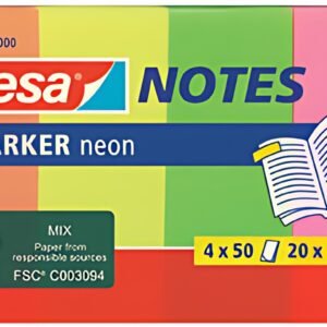 tesa Index repositionnable Marker, couleurs néons,50 x 20 mm