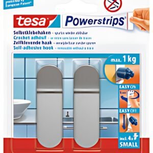 tesa Powerstrips Crochet adhésif SMALL, métal, long