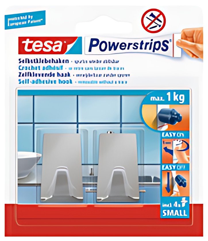 tesa Powerstrips Crochet adhésif SMALL, métal, rectangulaire