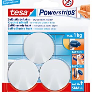 tesa Powerstrips Crochet adhésif SMALL, rond, blanc