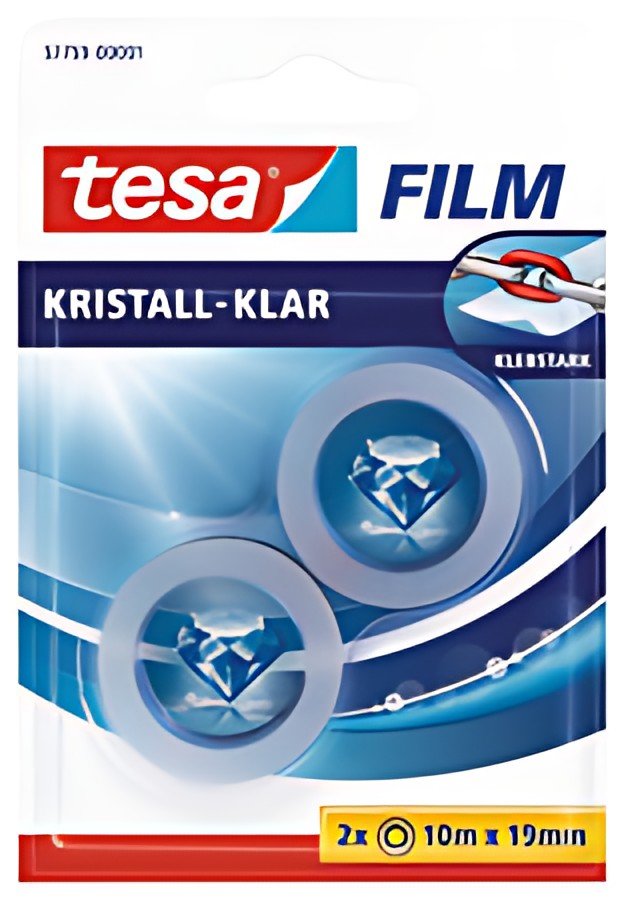 tesa Film Ruban adhésif transparent, 2 rouleaux, 19 mm x10 m