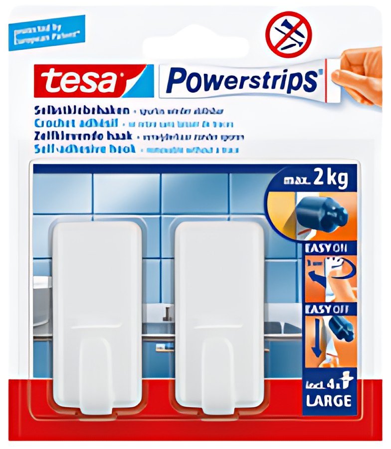 tesa Powerstrips Crochet adhésif LARGE classic, blanc