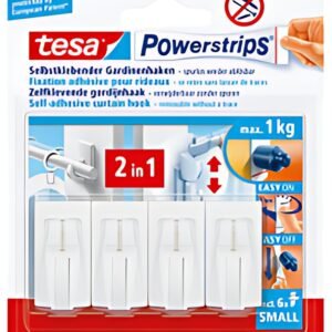 tesa Powerstrips Fixation adhésive pour rideaux Vario, blanc
