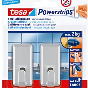 tesa Powerstrips Crochet adhésif LARGE classic, chromé