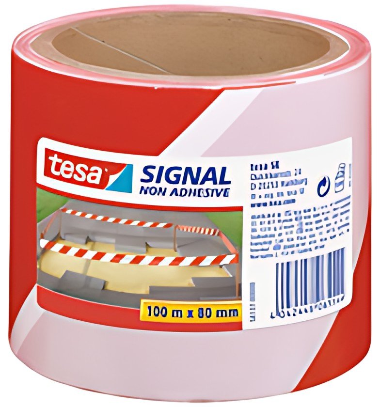 tesa Signal Bande de sécurité, non adhésif, rouge / blanc