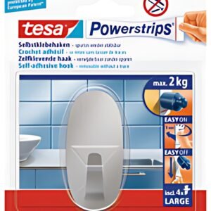 tesa Powerstrips Crochet adhésif LARGE, métal, oval
