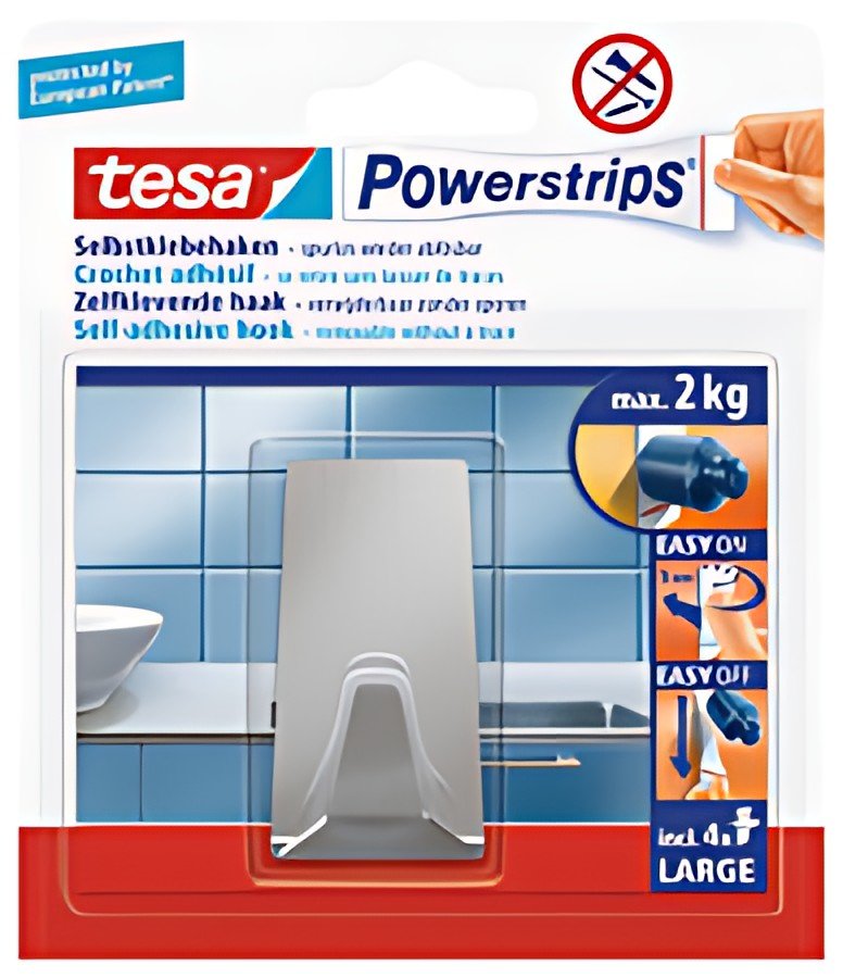 tesa Powerstrips Crochet adhésif LARGE, métal, rectangulaire