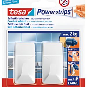 tesa Powerstrips Crochet LARGE rectangle, blanc