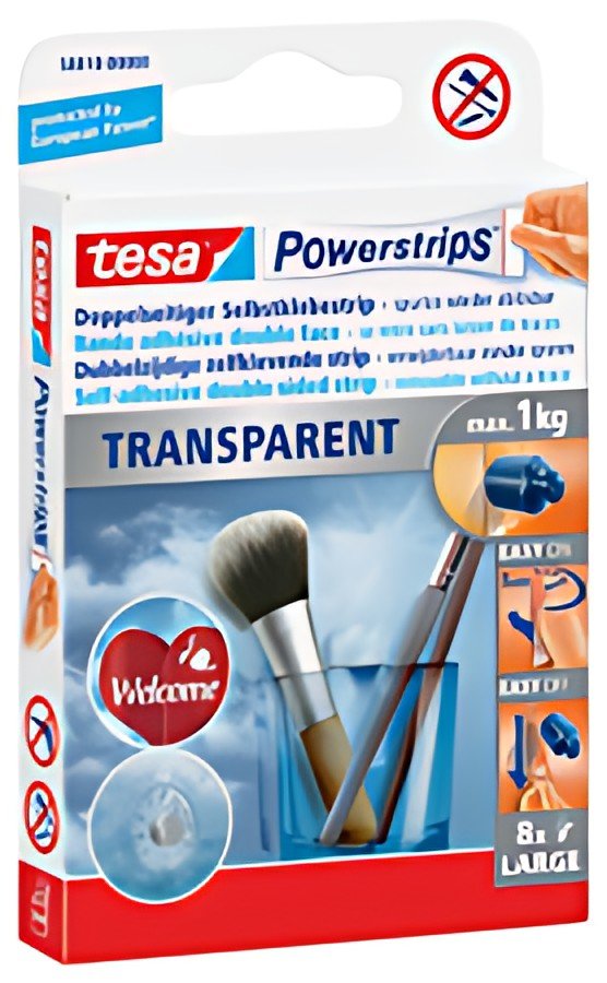 tesa Powerstrips TRANSPARENT, fixation: max. 1,0 kg