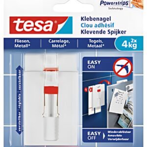 tesa Powerstrips Clou adhésif pour carrelage et métal, 4,0