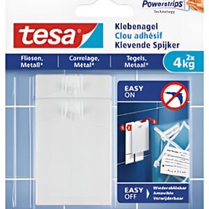 tesa Powerstrips Clou adhésif pour carrelage et métal, 4,0