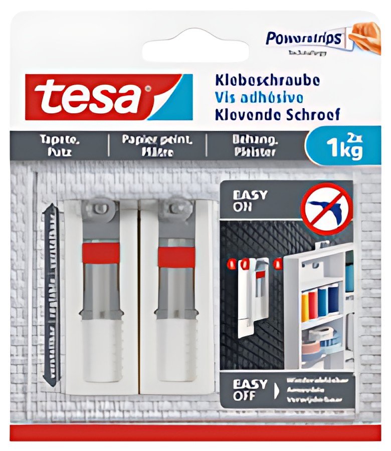 tesa Powerstrips Vis adhésive pour papier peint/plâtre,