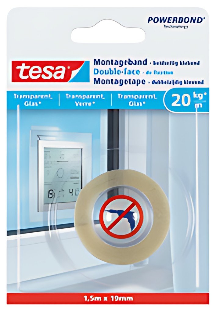 tesa Adhésif double face de montage Powerbond pour verre