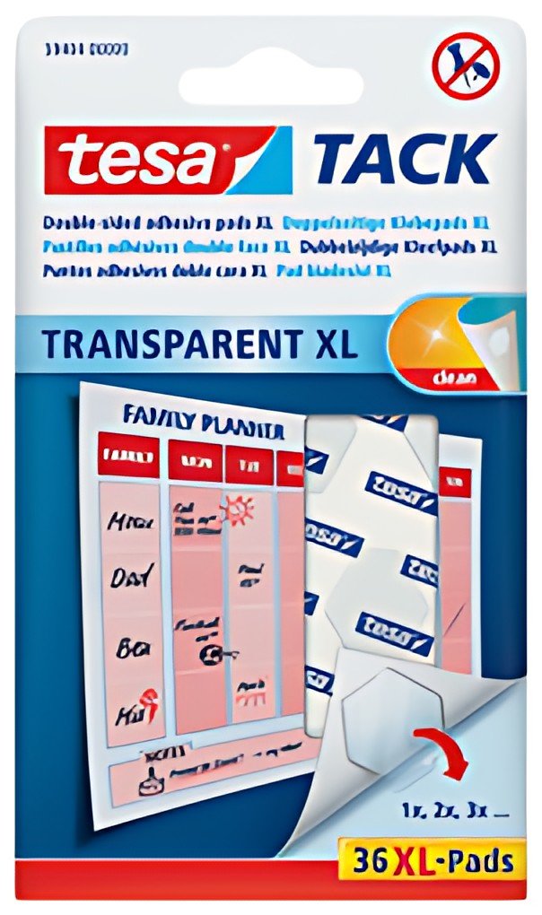 tesa TACK Pastilles adhésives XL, double face, transparent