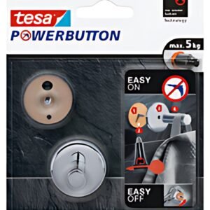 tesa Powerbutton Crochet adhésif Universal small, chrome
