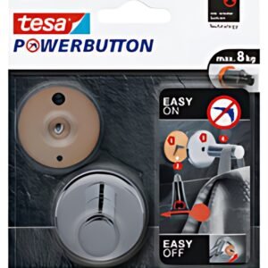 tesa Powerbutton Crochet adhésif Universal large, chrome