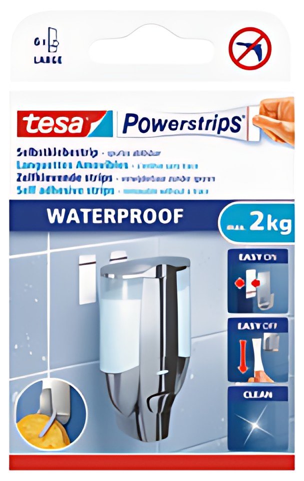 tesa Powerstrips Pastille adhésive LARGE WATERPROOF, blanc