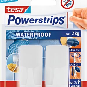 tesa Powerstrips Crochet "WAVE" WATERPROOF, blanc, plastique