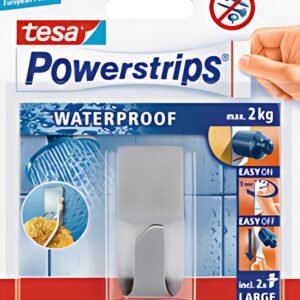 tesa Powerstrips Crochet ZOOM WATERPROOF Large, argent