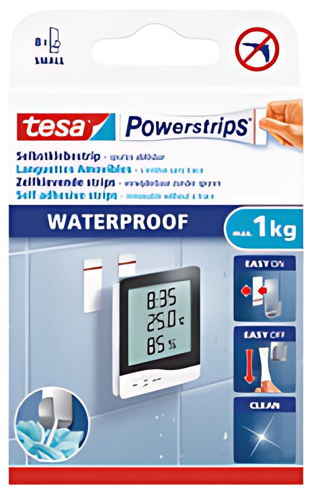 tesa Powerstrips Pastille adhésive SMALL WATERPROOF, blanc