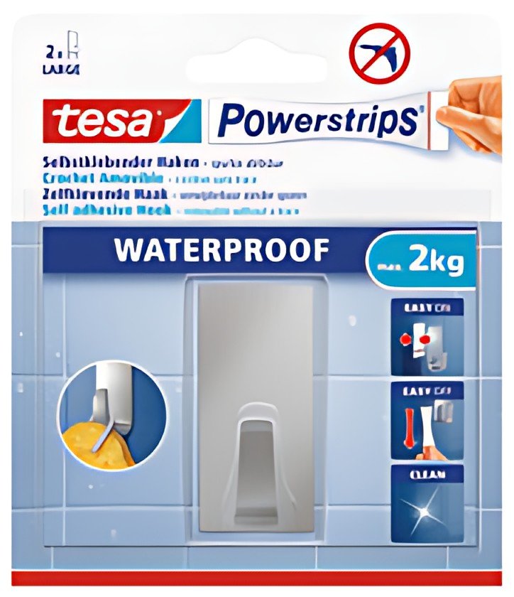 tesa Powerstrips Crochet ZOOM WATERPROOF Large, métal