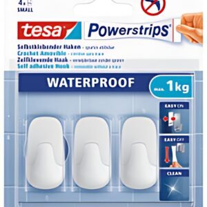 tesa Powerstrips Crochet WATERPROOF Small, plastique, blanc