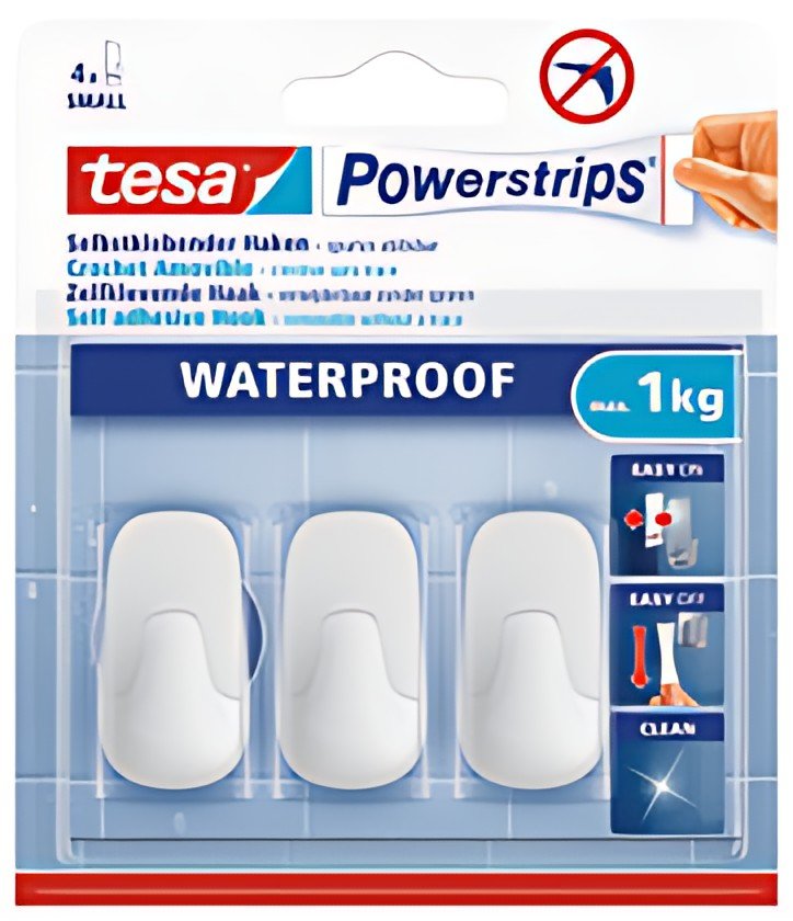 tesa Powerstrips Crochet WATERPROOF Small, plastique, blanc