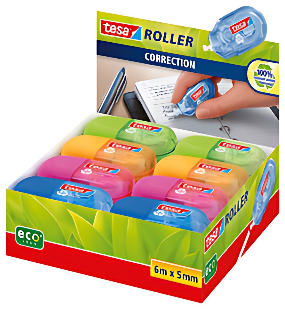 tesa ecoLogo Mini roller de correction jetable, 5 mm x 6 m