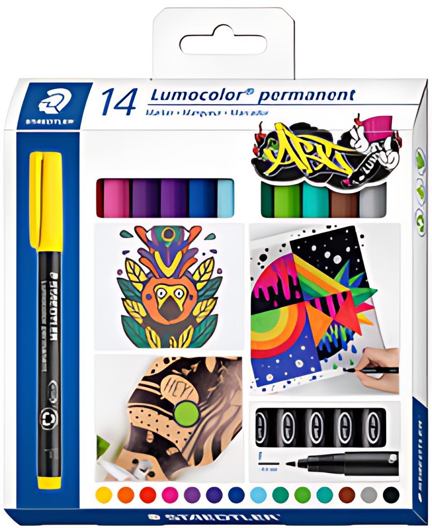 STAEDTLER Marqueur permanent 318F Lumocolor, étui de 14