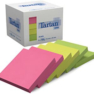Tartan Bloc-notes repositionnable, 76 x 76 mm, assorti fluo
