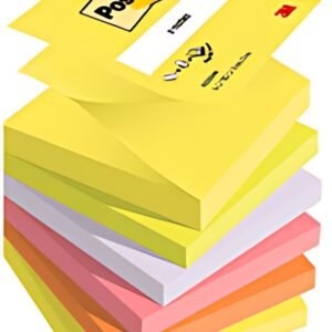 Post-it Bloc-notes adhésif z-notes, 76 x 76 mm, 6 couleurs