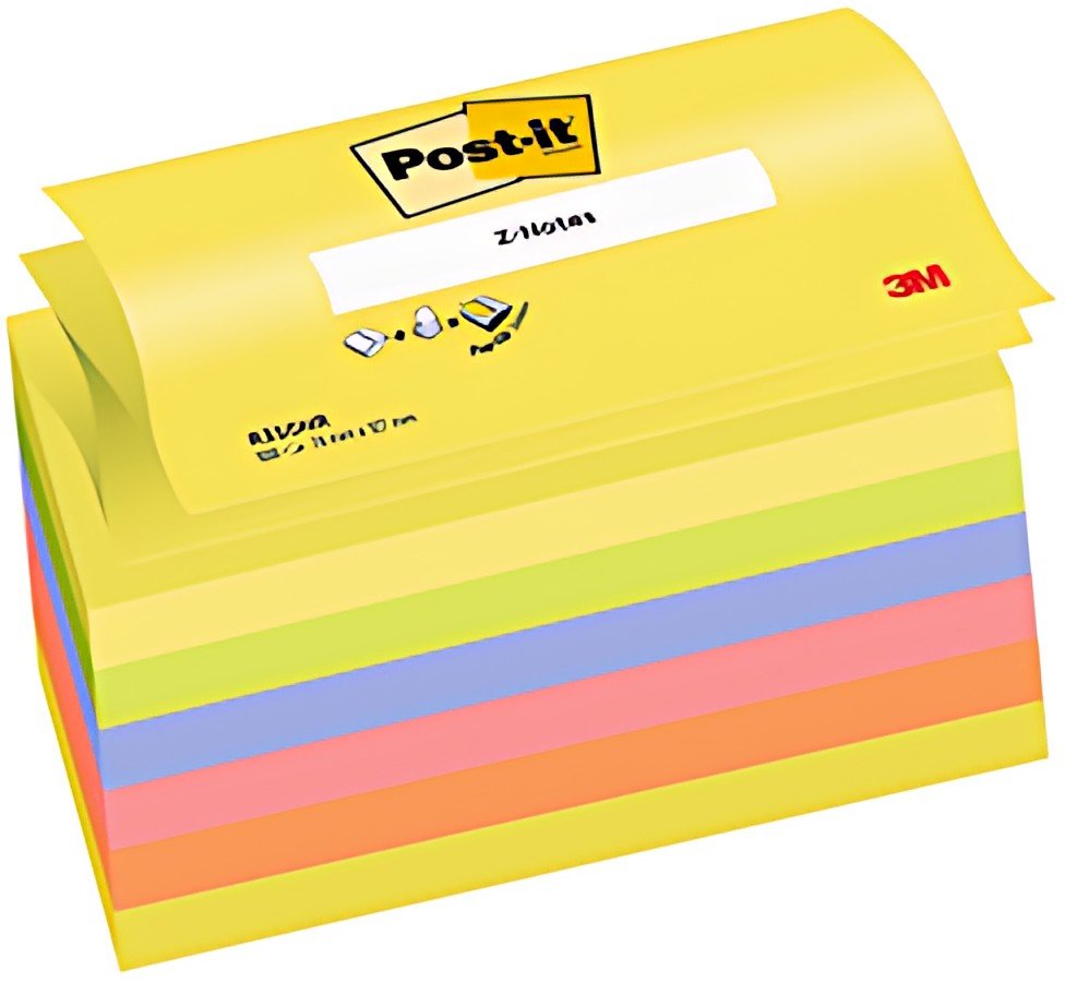Post-it Bloc-notes adhésif z-notes, 127 x 76 mm, 6 couleurs