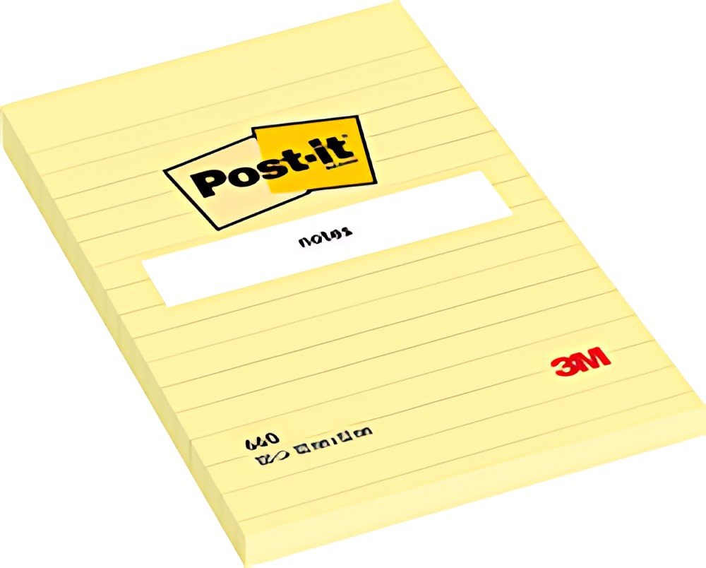 Post-it Bloc-note adhésif, 101 x 152 mm, ligné, jaune