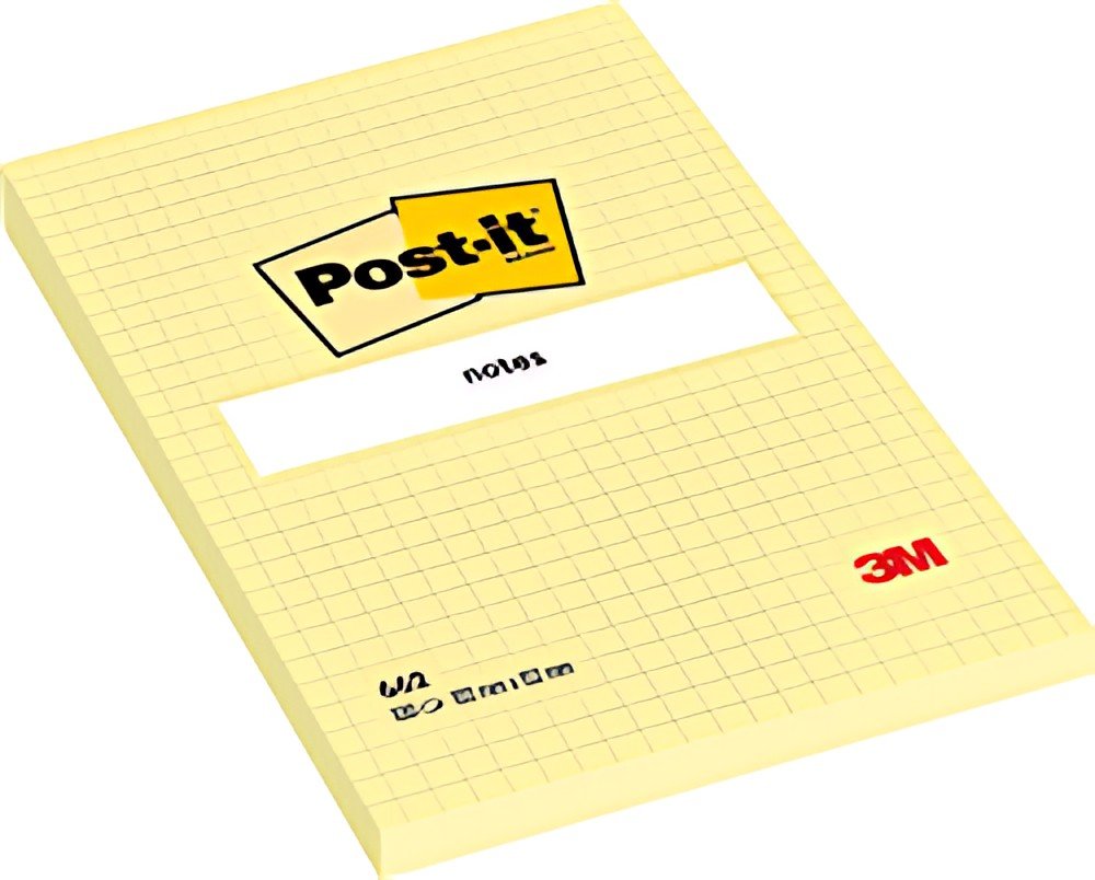 Post-it Bloc-note adhésif, 101 x 152 mm, quadrillé, jaune