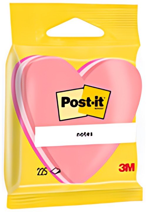 Post-it Bloc-note adhésif, en forme de coeur, 70 x 70 mm