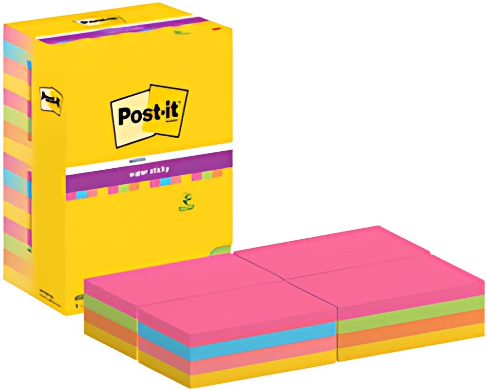 Post-it Bloc-note super sticky notes, 127 x 76 mm, coloré