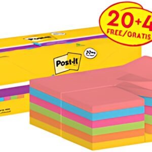 Post-it Bloc-note super sticky z-notes, 76 x 76 mm, 20+4