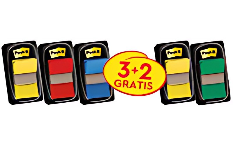 Post-it Marque-page Index Standard, 25,4 x 43,2 mm, 3+2