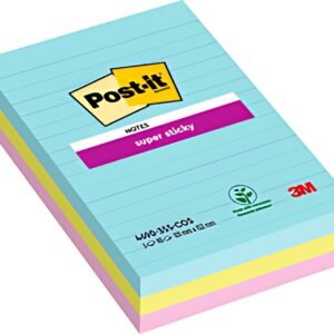 Post-it Bloc-note super sticky notes, ligné, 101 x 152 mm
