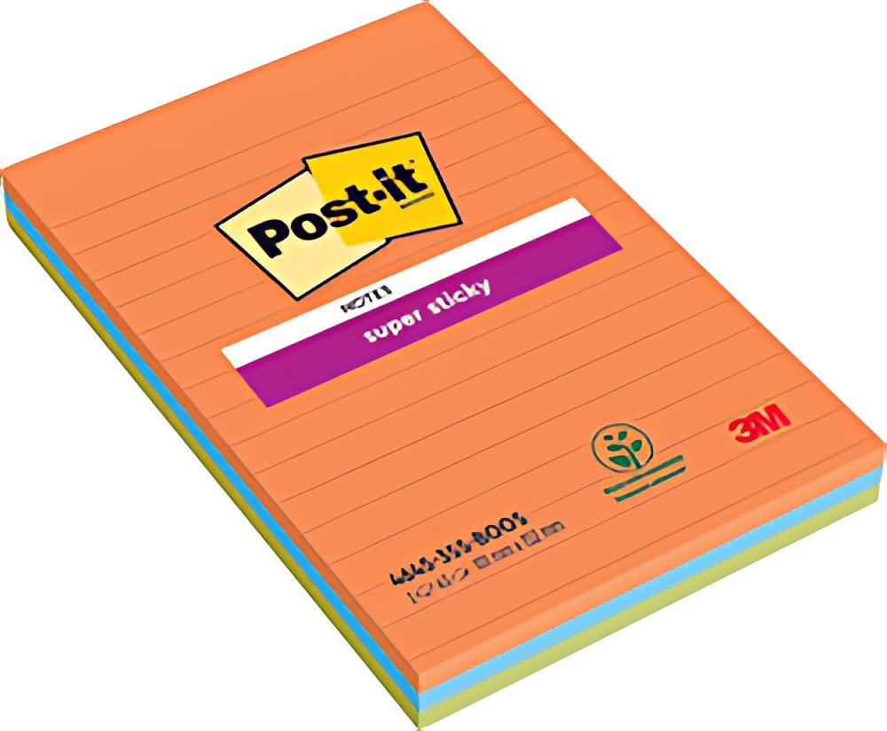 Post-it Bloc-note super sticky notes, 101 x 152 mm, ligné