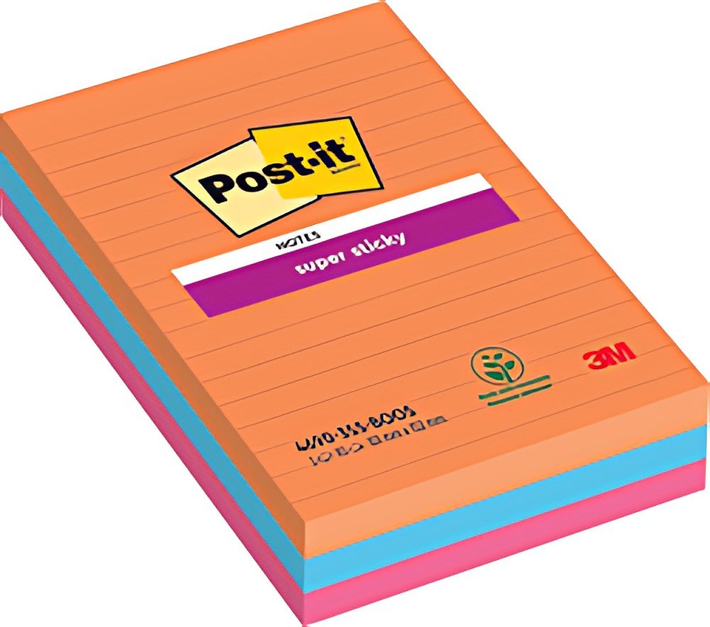 Post-it Bloc-note super sticky notes, 101 x 152 mm, ligné